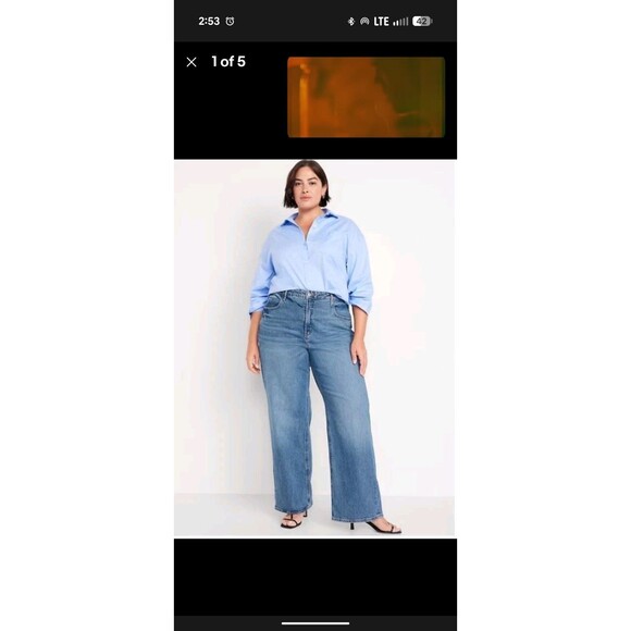 Old Navy Extra High-Rise Wide Leg Blue Jeans Women's 24 (Measures 23) Flare - Picture 2 of 10